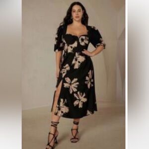 Floral Black and Tan Dress